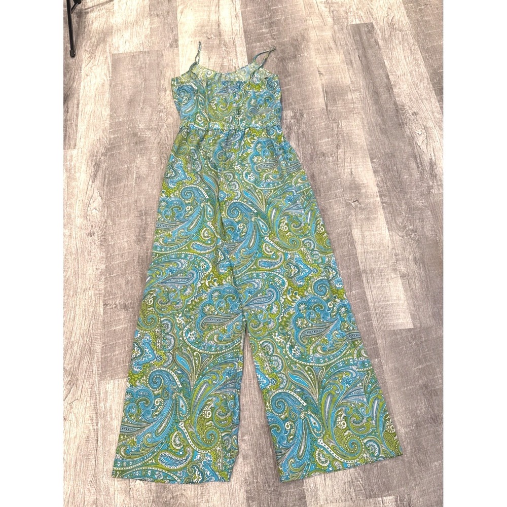 Michael Kors Paisley Women Jumpsuit S Pear/Peacock Wide Leg MS53GCF2JM NWT - Picture 3 of 6